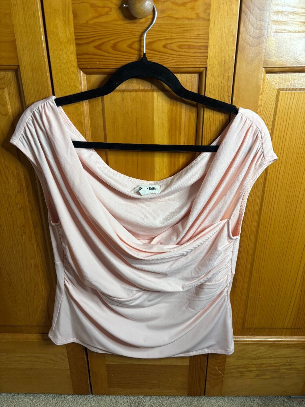 Open Edit Blush Pink Cowl Neck Blouse (Size L)